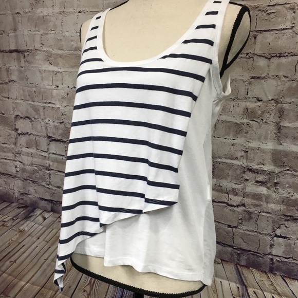 Zara Navy White Stripe Sleeveless Tank Top - Picture 3 of 8